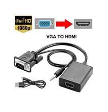 Generic VGA To HDMI Converter Adapter Cable With Audio Black